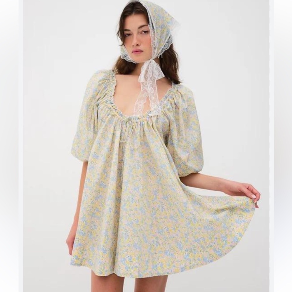For Love & Lemons Merina Girlhood Coquette Farmhouse Oversized Dress Milkmaid NW